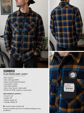 🔥 NWT Sombrio Plaid Riding Shirt Jacket – Men’s Medium – MTB / Outdoor Style 🔥